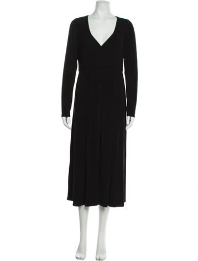 Pre-owned Hatch V-neck Midi Length Dress In Black