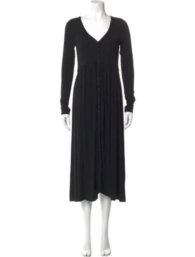 Pre-owned Hatch V-neck Midi Length Dress In Black