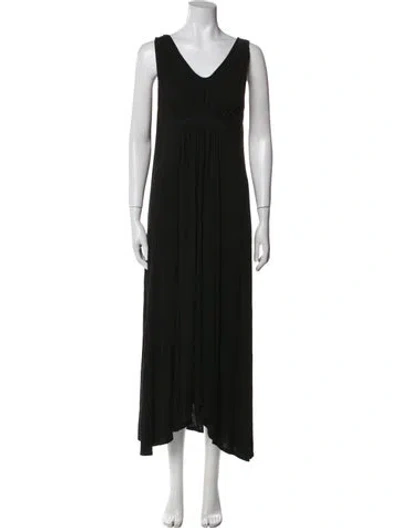 Pre-owned Hatch V-neck Midi Length Dress In Black