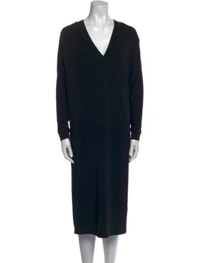 Pre-owned Hatch V-neck Midi Length Dress In Black