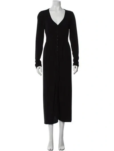 Pre-owned Hatch V-neck Midi Length Dress In Black