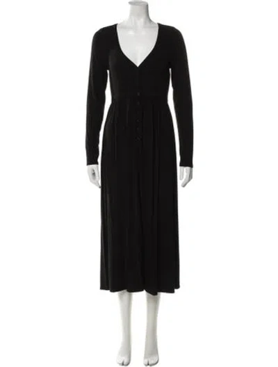 Pre-owned Hatch V-neck Midi Length Dress In Black