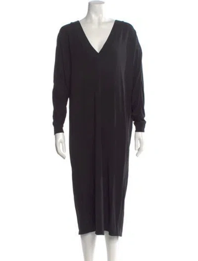 Pre-owned Hatch V-neck Midi Length Dress In Black