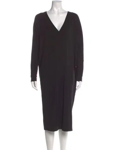 Pre-owned Hatch V-neck Midi Length Dress In Black