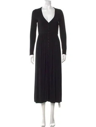 Pre-owned Hatch V-neck Midi Length Dress In Black
