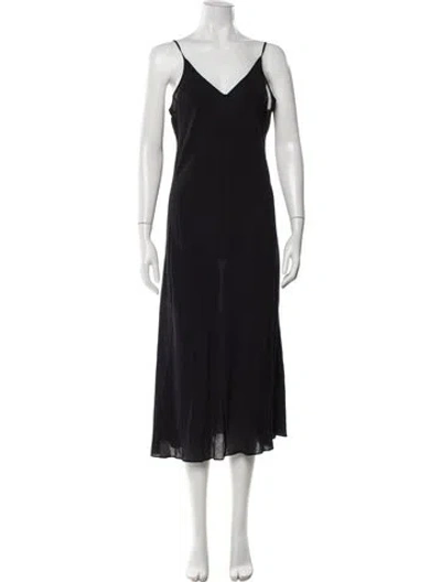 Pre-owned Hatch V-neck Midi Length Dress In Black