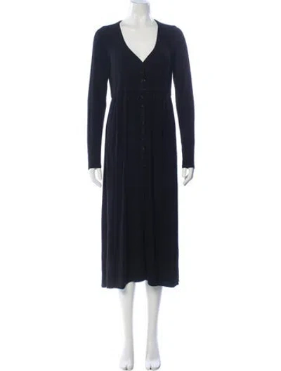 Pre-owned Hatch V-neck Midi Length Dress In Black