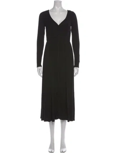 Pre-owned Hatch V-neck Midi Length Dress In Black