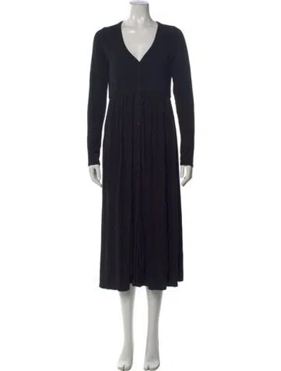 Pre-owned Hatch V-neck Midi Length Dress In Black