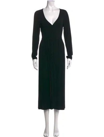 Pre-owned Hatch V-neck Midi Length Dress In Black