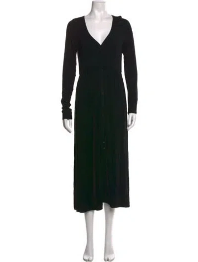 Pre-owned Hatch V-neck Midi Length Dress In Black