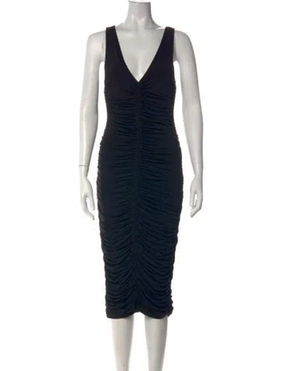 Pre-owned Hatch V-neck Midi Length Dress In Black