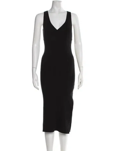 Pre-owned Hatch V-neck Midi Length Dress In Black