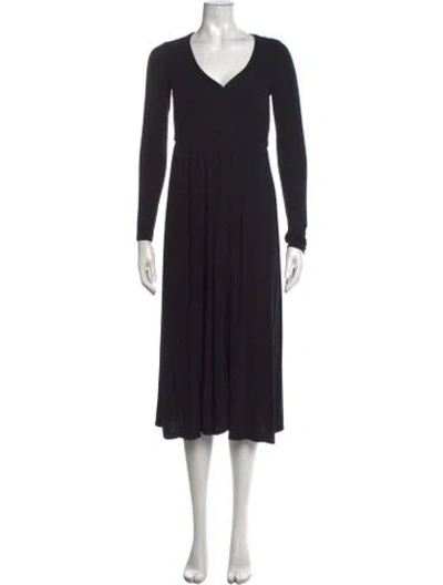 Pre-owned Hatch V-neck Midi Length Dress In Black