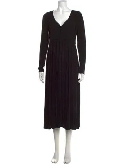 Pre-owned Hatch V-neck Midi Length Dress In Black