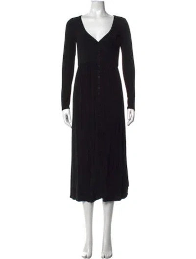 Pre-owned Hatch V-neck Midi Length Dress In Black