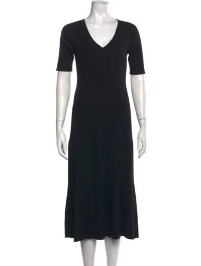 Pre-owned Hatch V-neck Midi Length Dress In Black