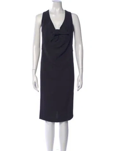 Pre-owned Hatch V-neck Midi Length Dress In Blue