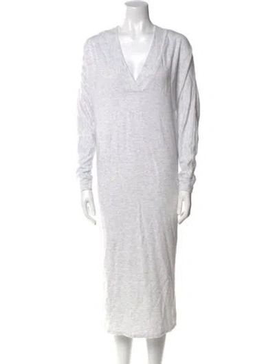 Pre-owned Hatch V-neck Midi Length Dress In Gray