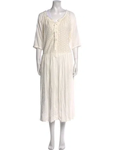 Pre-owned Hatch V-neck Midi Length Dress In Neutral