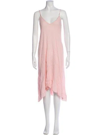 Pre-owned Hatch V-neck Midi Length Dress In Neutral