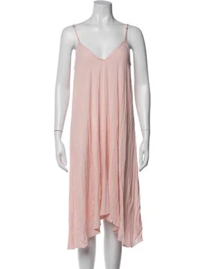 Pre-owned Hatch V-neck Midi Length Dress In Neutral