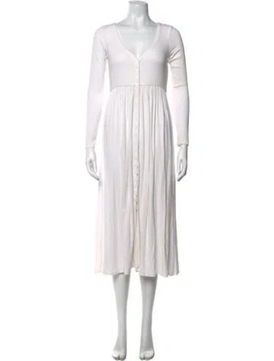 Pre-owned Hatch V-neck Midi Length Dress In Neutral