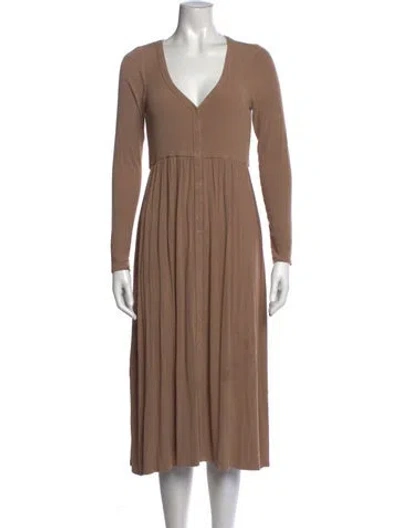 Pre-owned Hatch V-neck Midi Length Dress In Neutrals
