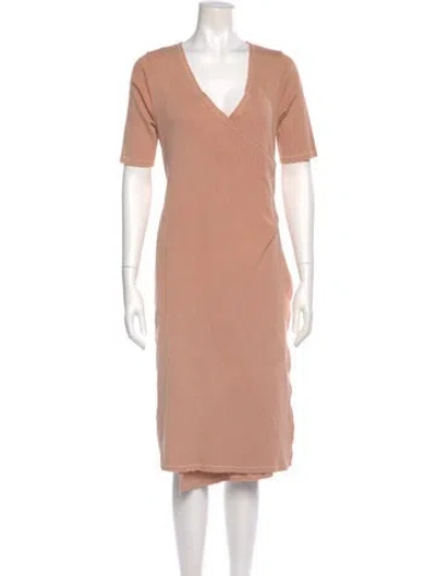 Pre-owned Hatch V-neck Midi Length Dress In Pink