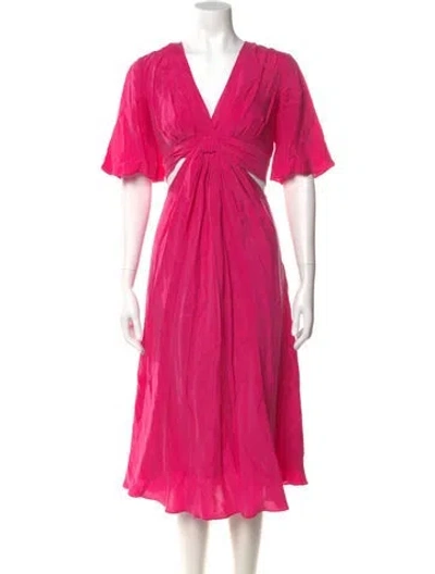 Pre-owned Hatch V-neck Midi Length Dress In Pink