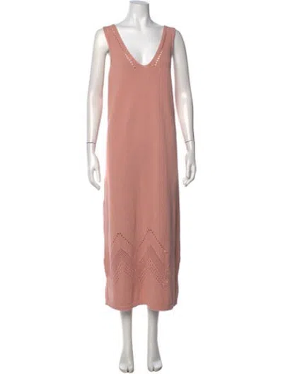 Pre-owned Hatch V-neck Midi Length Dress In Pink