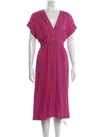Pre-owned Hatch V-neck Midi Length Dress In Purple