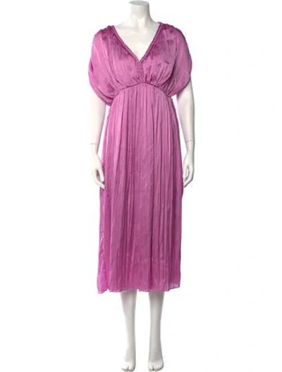 Pre-owned Hatch V-neck Midi Length Dress In Purple