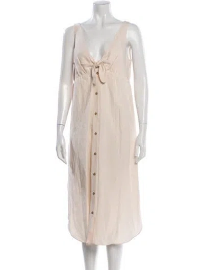 Pre-owned Hatch V-neck Midi Length Dress W/ Tags In Neutral
