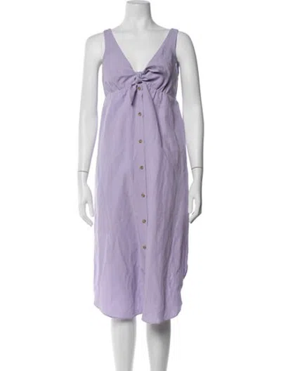 Pre-owned Hatch V-neck Midi Length Dress W/ Tags In Purple