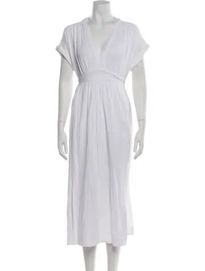 Pre-owned Hatch V-neck Midi Length Dress W/ Tags In White