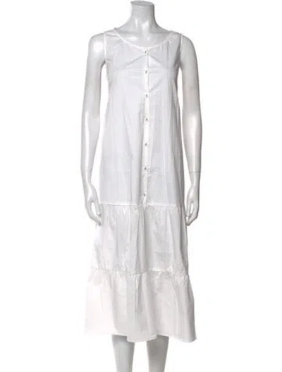 Pre-owned Hatch V-neck Midi Length Dress In White