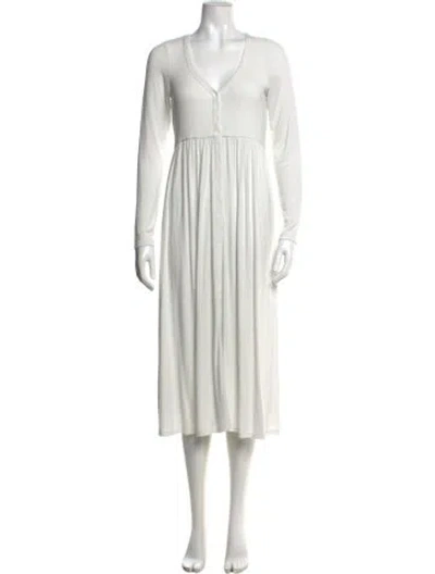 Pre-owned Hatch V-neck Midi Length Dress In White