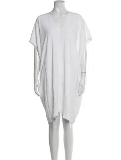 Pre-owned Hatch V-neck Midi Length Dress In White