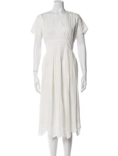 Pre-owned Hatch V-neck Midi Length Dress In White