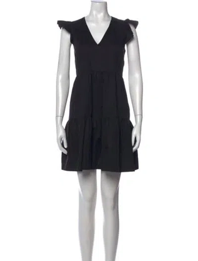 Pre-owned Hatch V-neck Mini Dress In Black
