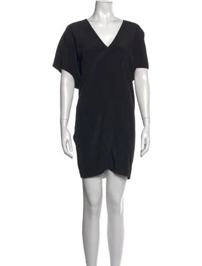 Pre-owned Hatch V-neck Mini Dress In Black