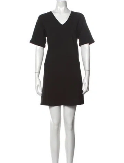 Pre-owned Hatch V-neck Mini Dress In Black