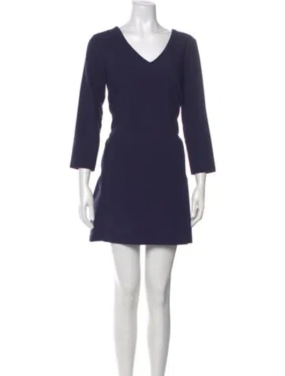 Pre-owned Hatch V-neck Mini Dress In Blue