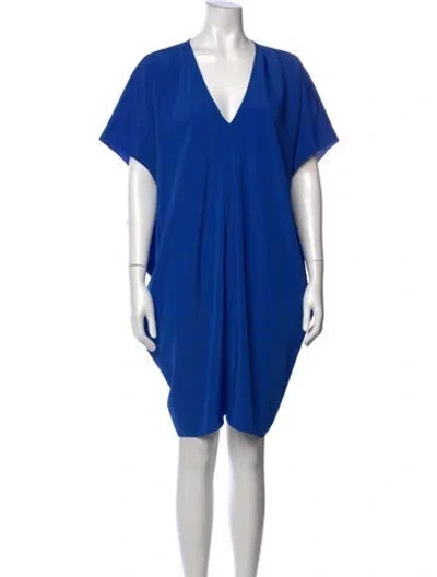 Pre-owned Hatch V-neck Mini Dress In Blue