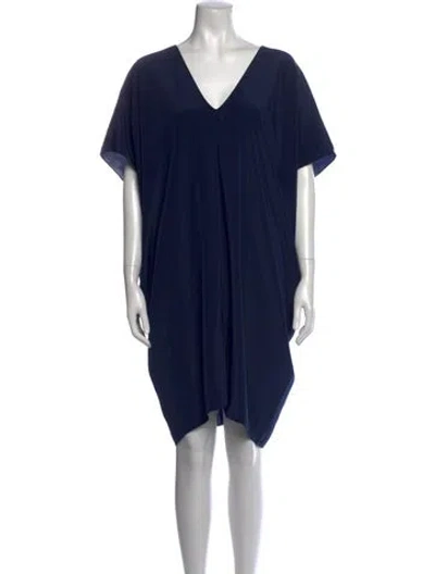 Pre-owned Hatch V-neck Mini Dress In Blue