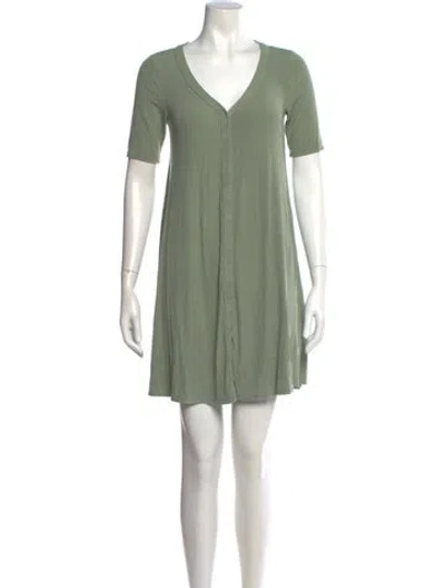 Pre-owned Hatch V-neck Mini Dress In Green