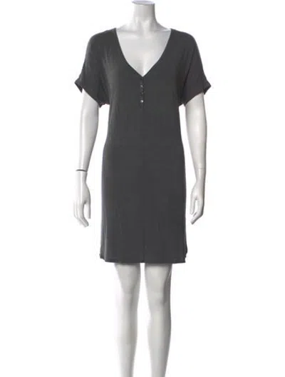 Pre-owned Hatch V-neck Mini Dress In Grey