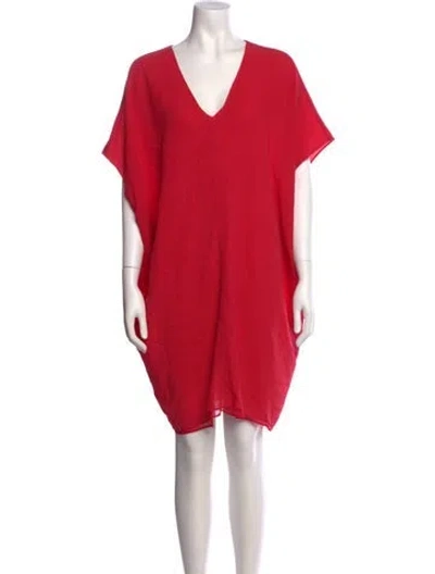 Pre-owned Hatch V-neck Mini Dress In Red