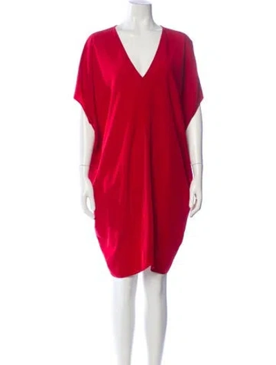 Pre-owned Hatch V-neck Mini Dress In Red